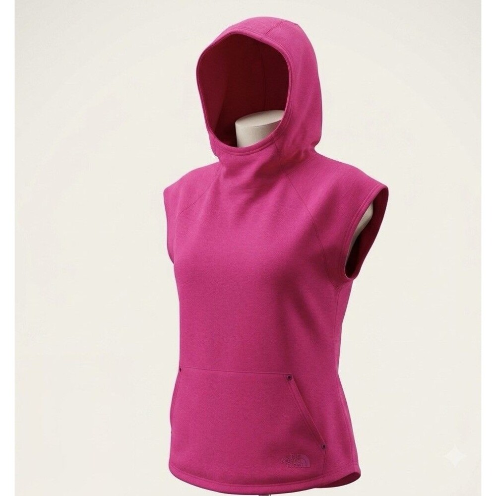 The North Face Women's Pink Cap Sleeve Cowl Neck Hoodie Sweatshirt L Pullover